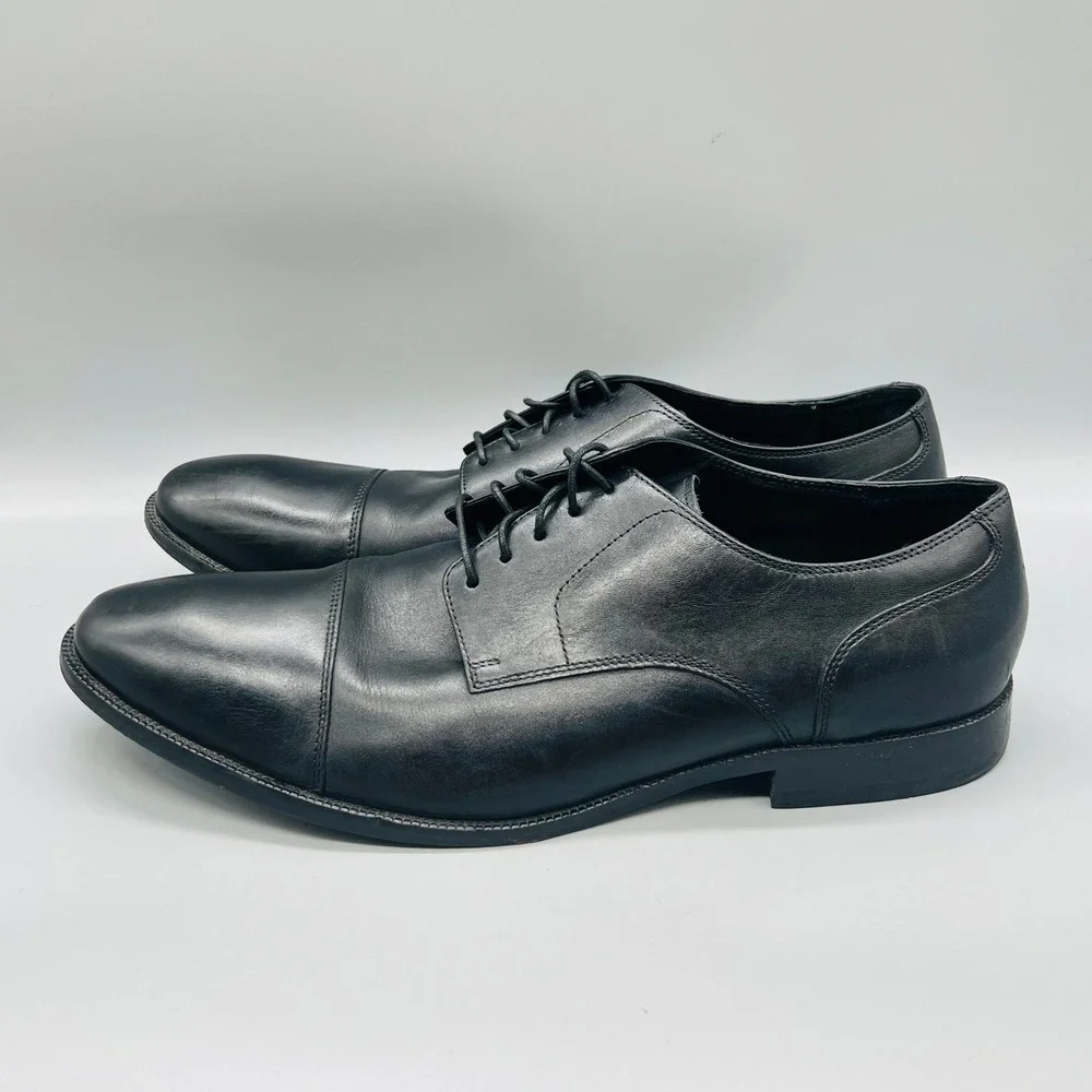 Cole Haan Shoes Mens 14 Black Leather Cap Toe Oxford Lace Up Dress Casual Formal